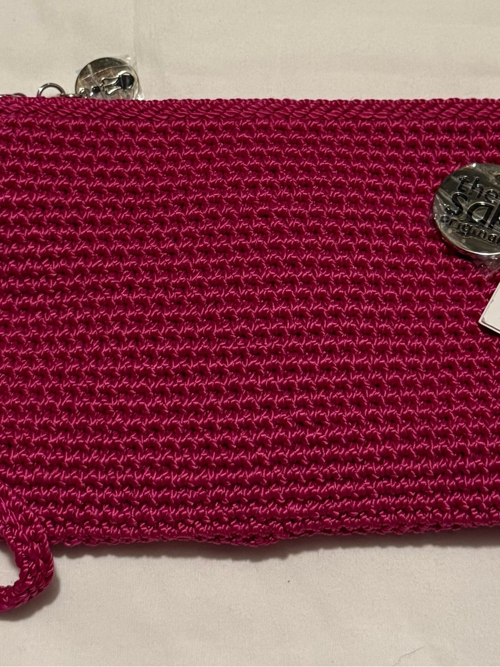 The Sak Hot Pink Crochet Wristlet Clutch